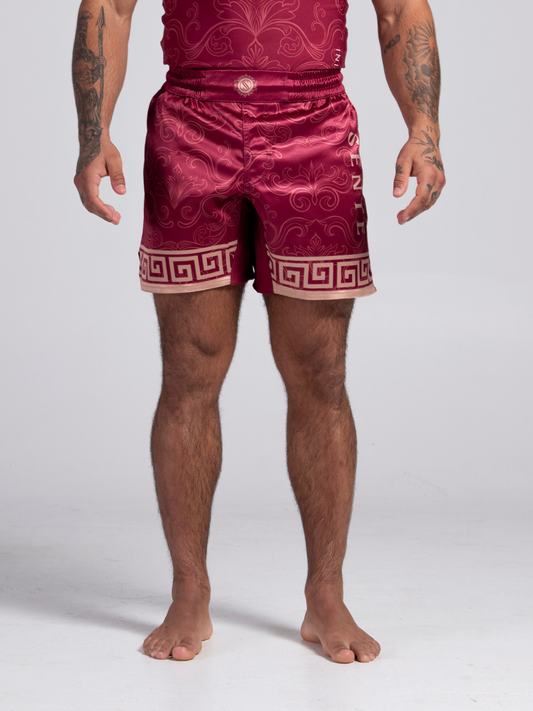 Crimson Veil BJJ Shorts - Sheen Burgundy