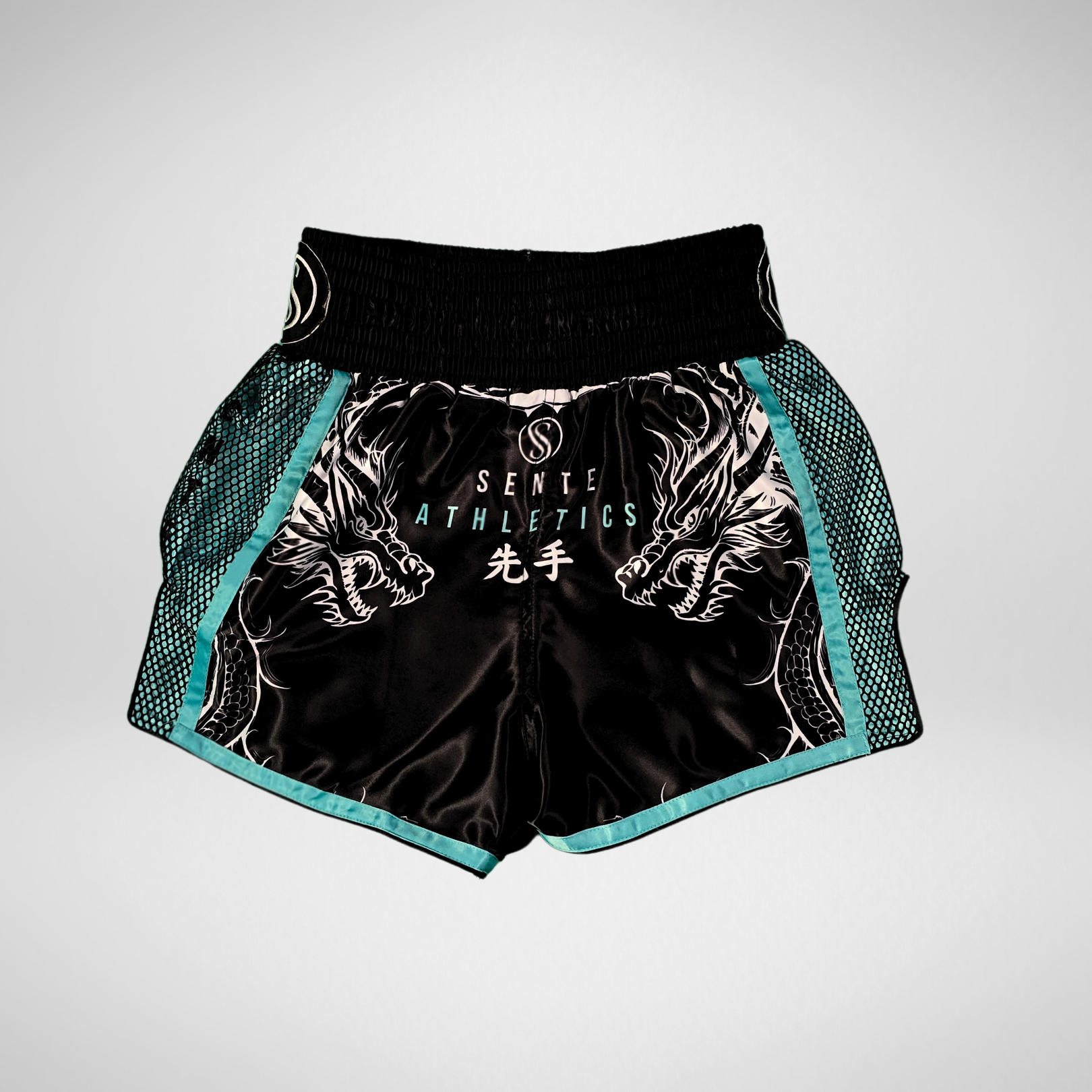 Dragon's Breath Teal Muay Thai Set - shorts, product image by Sente Athletics