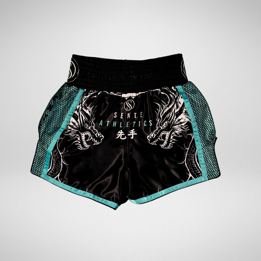 Dragon's Breath Teal Muay Thai Set - shorts, product image by Sente Athletics